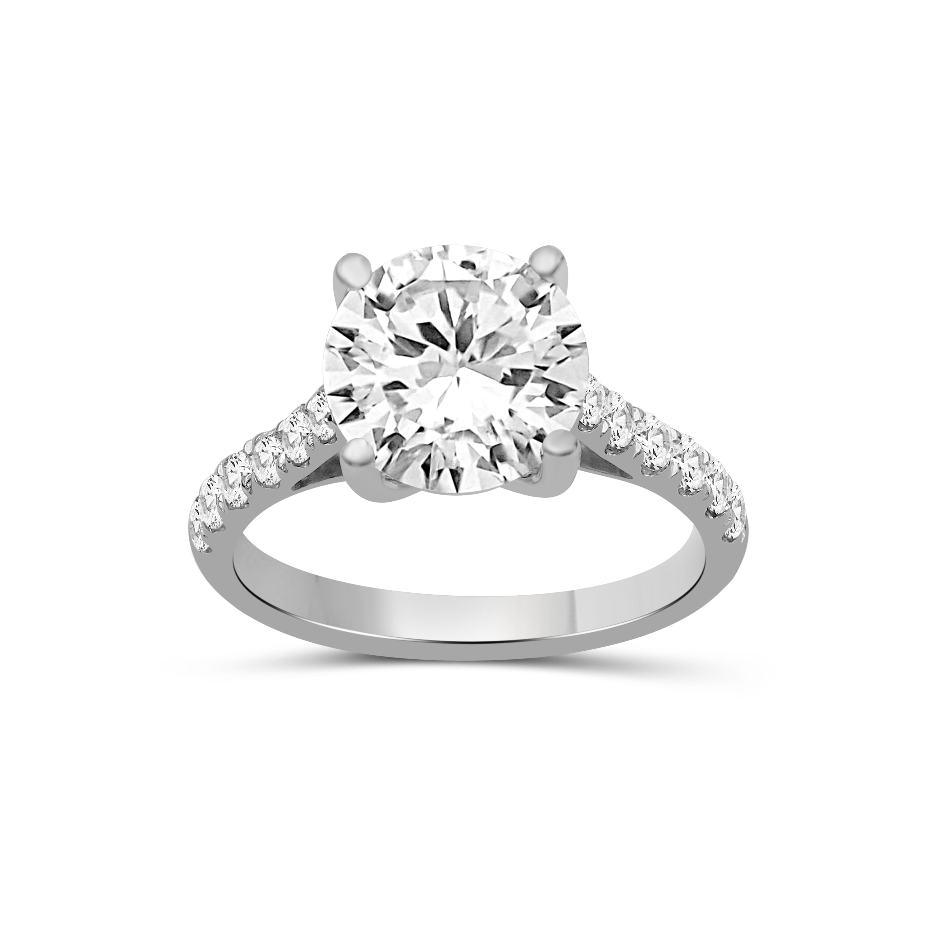 1.50-4.50 Carat T.W. Round-cut Lab Grown Diamond (F/VS+) 14K Gold Solitaire Band Ring