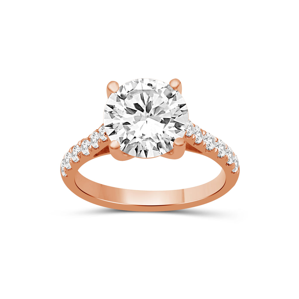 1.50-4.50 Carat T.W. Round-cut Lab Grown Diamond (F/VS+) 14K Gold Solitaire Band Ring