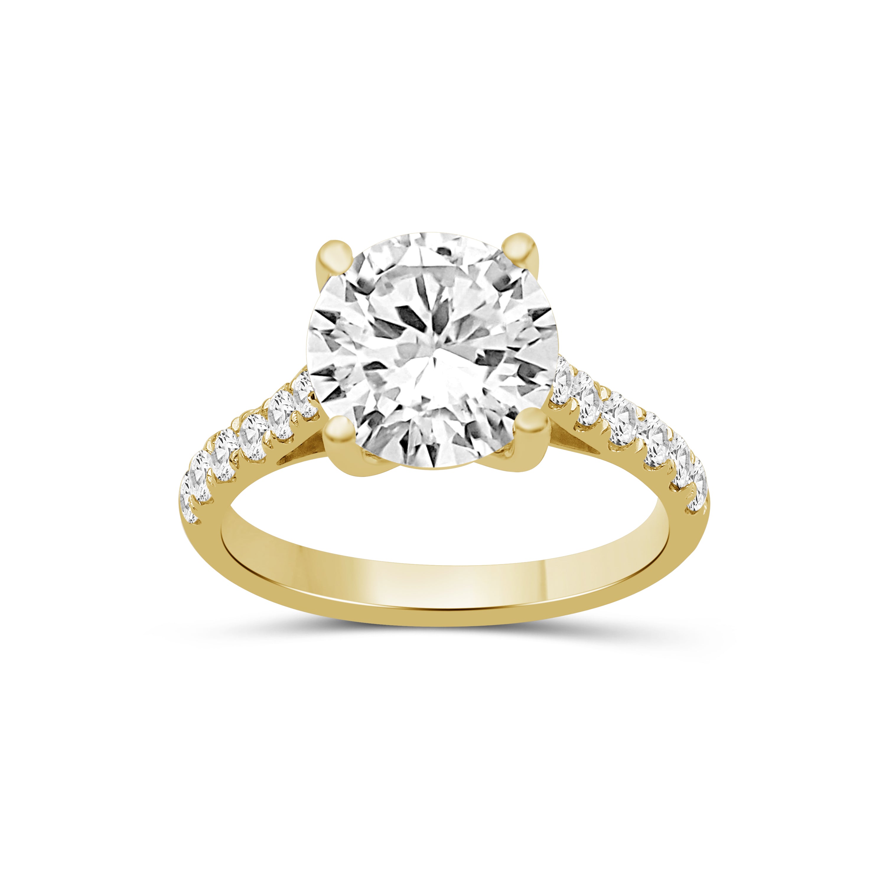 1.50-4.50 Carat T.W. Round-cut Lab Grown Diamond (F/VS+) 14K Gold Solitaire Band Ring