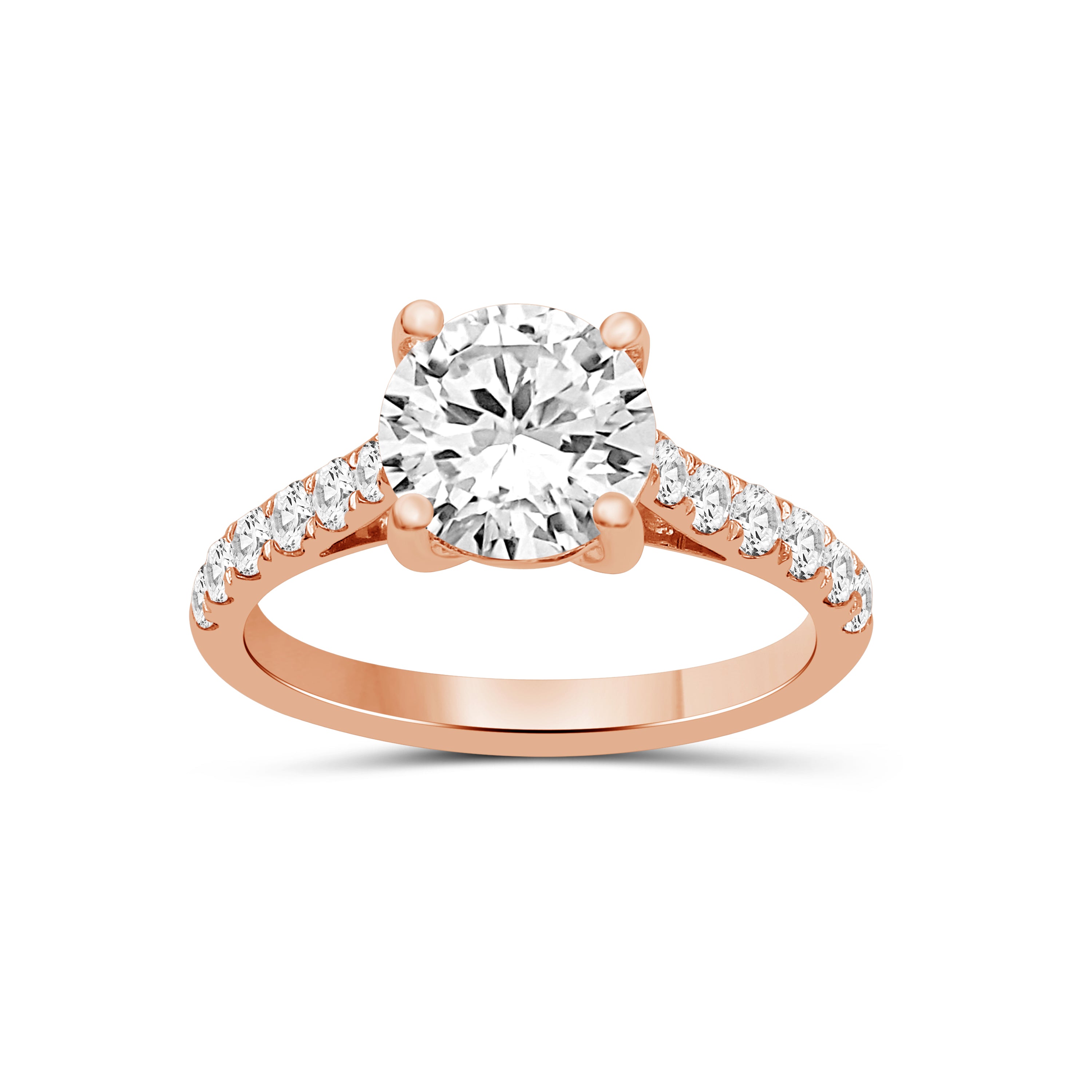 1.50-4.50 Carat T.W. Round-cut Lab Grown Diamond (F/VS+) 14K Gold Solitaire Band Ring