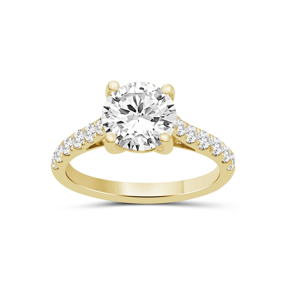 1.50-4.50 Carat T.W. Round-cut Lab Grown Diamond (F/VS+) 14K Gold Solitaire Band Ring