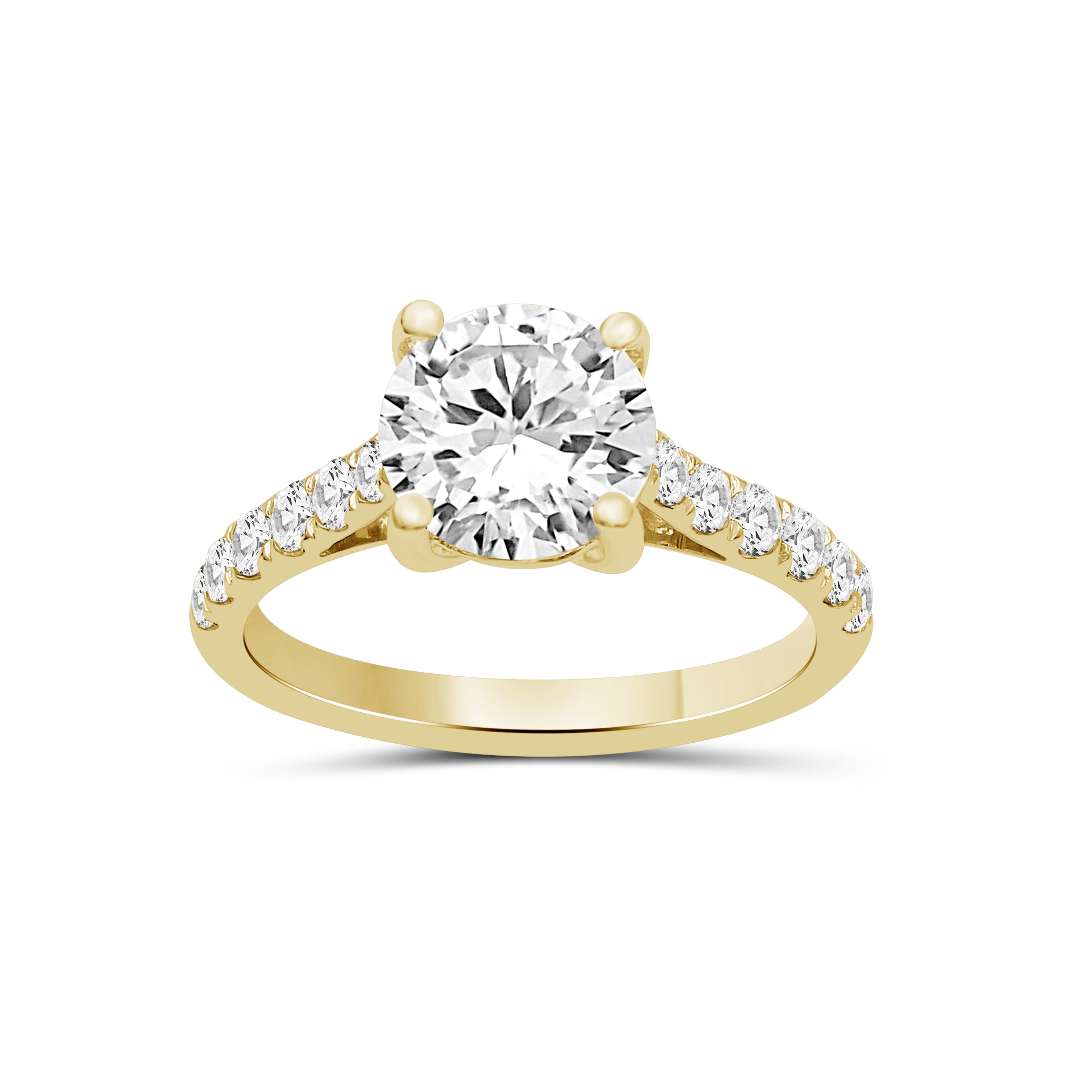 1.50-4.50 Carat T.W. Round-cut Lab Grown Diamond (F/VS+) 14K Gold Solitaire Band Ring