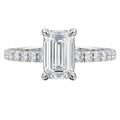 1.50-4.50 Carat T.W. Emerald and Round-cut Lab Grown Diamond (F/VS+) 14K Gold Solitaire Band Ring