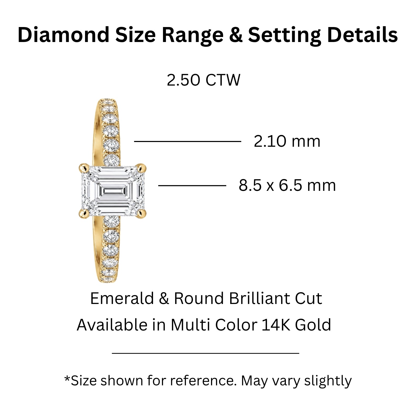 1.50-4.50 Carat T.W. Emerald and Round-cut Lab Grown Diamond (F/VS+) 14K Gold Solitaire Band Ring