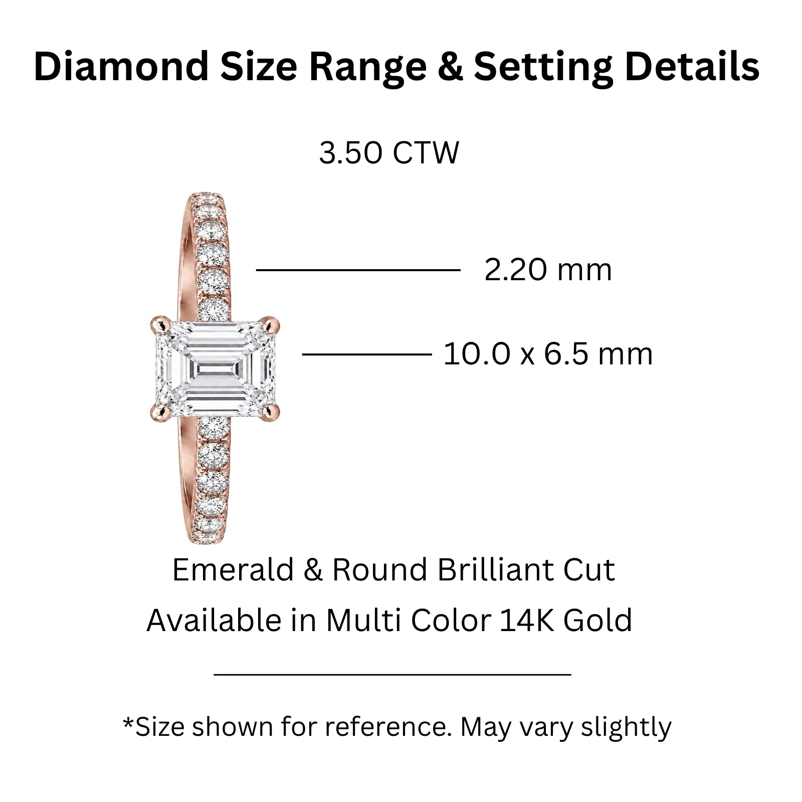 1.50-4.50 Carat T.W. Emerald and Round-cut Lab Grown Diamond (F/VS+) 14K Gold Solitaire Band Ring