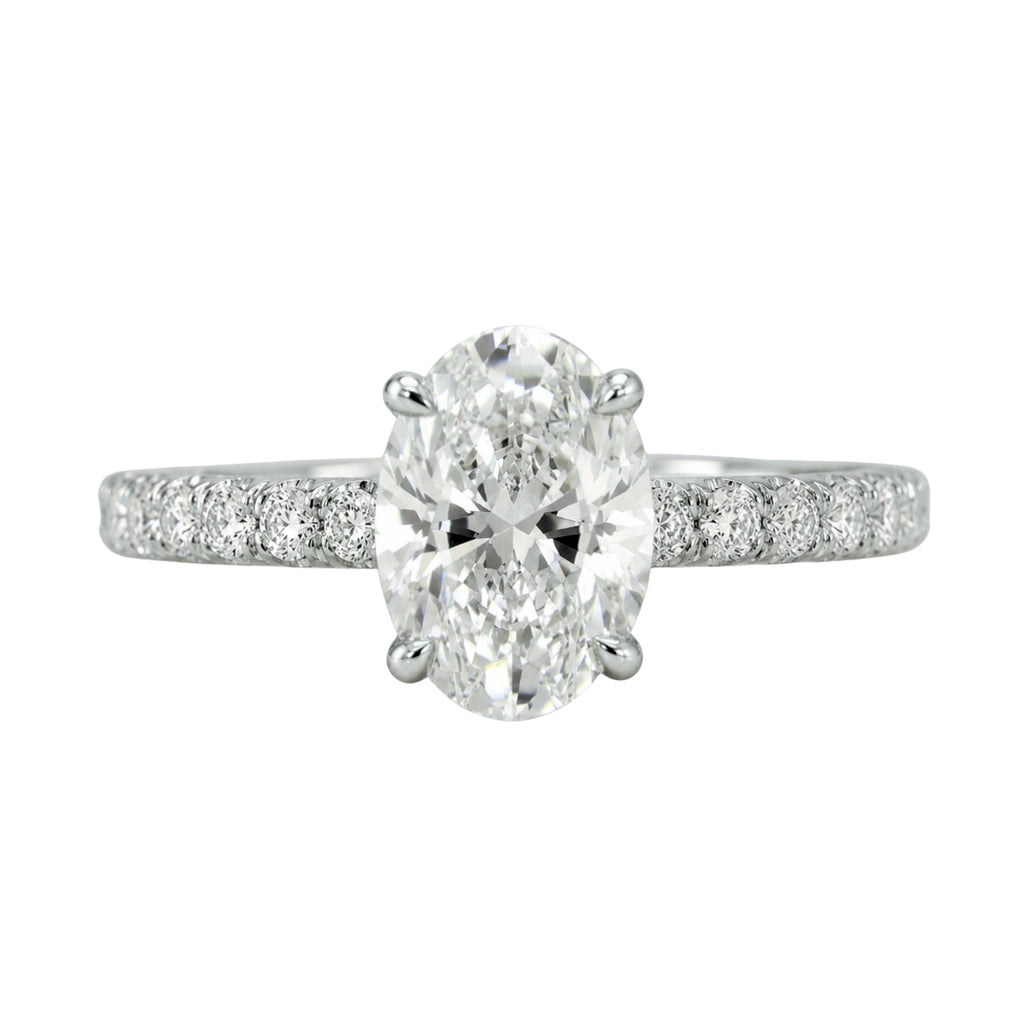 1.50-4.50 Carat T.W. Oval and Round-cut Lab Grown Diamond (F/VS+) 14K Gold Solitaire Band Ring