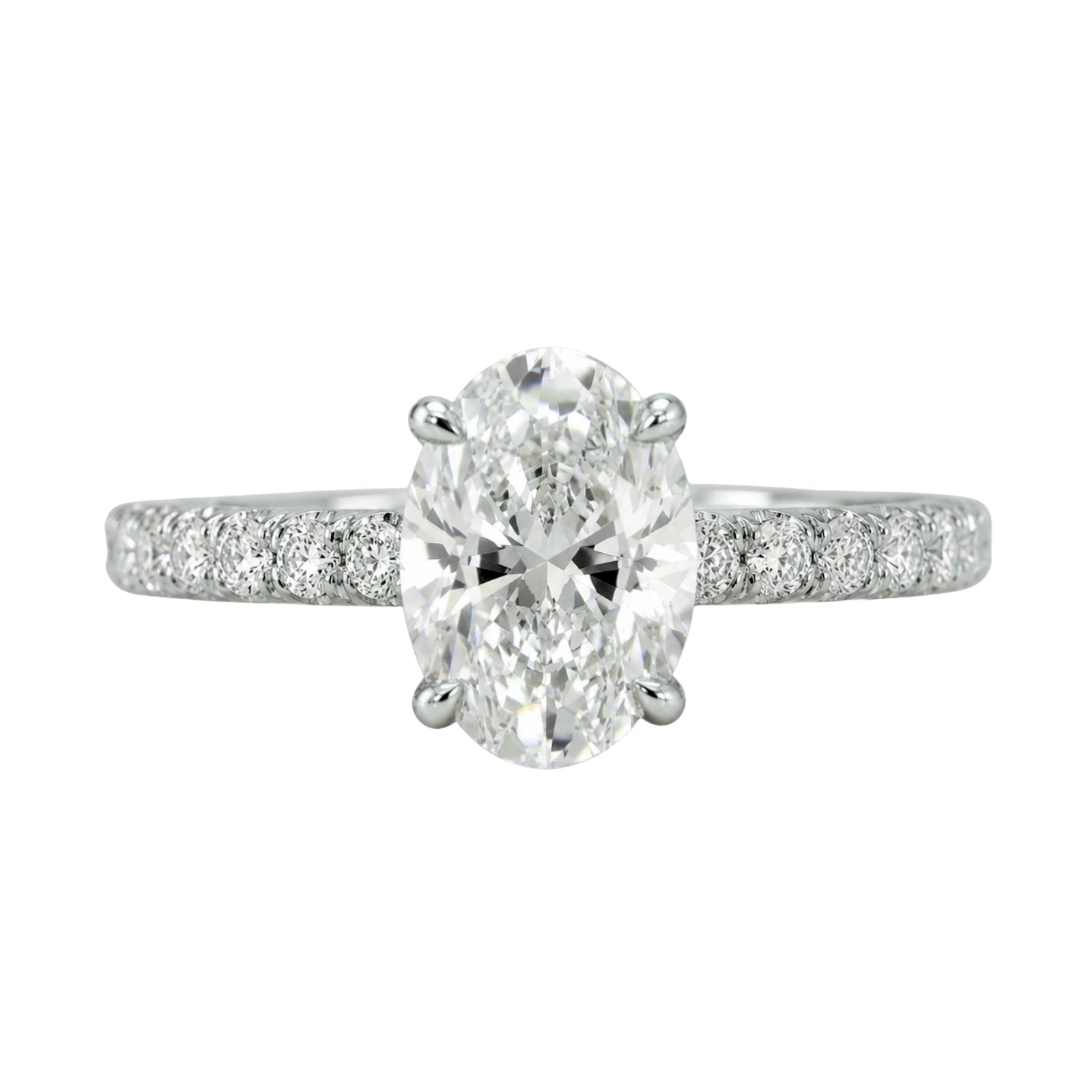 1.50-4.50 Carat T.W. Oval and Round-cut Lab Grown Diamond (F/VS+) 14K Gold Solitaire Band Ring