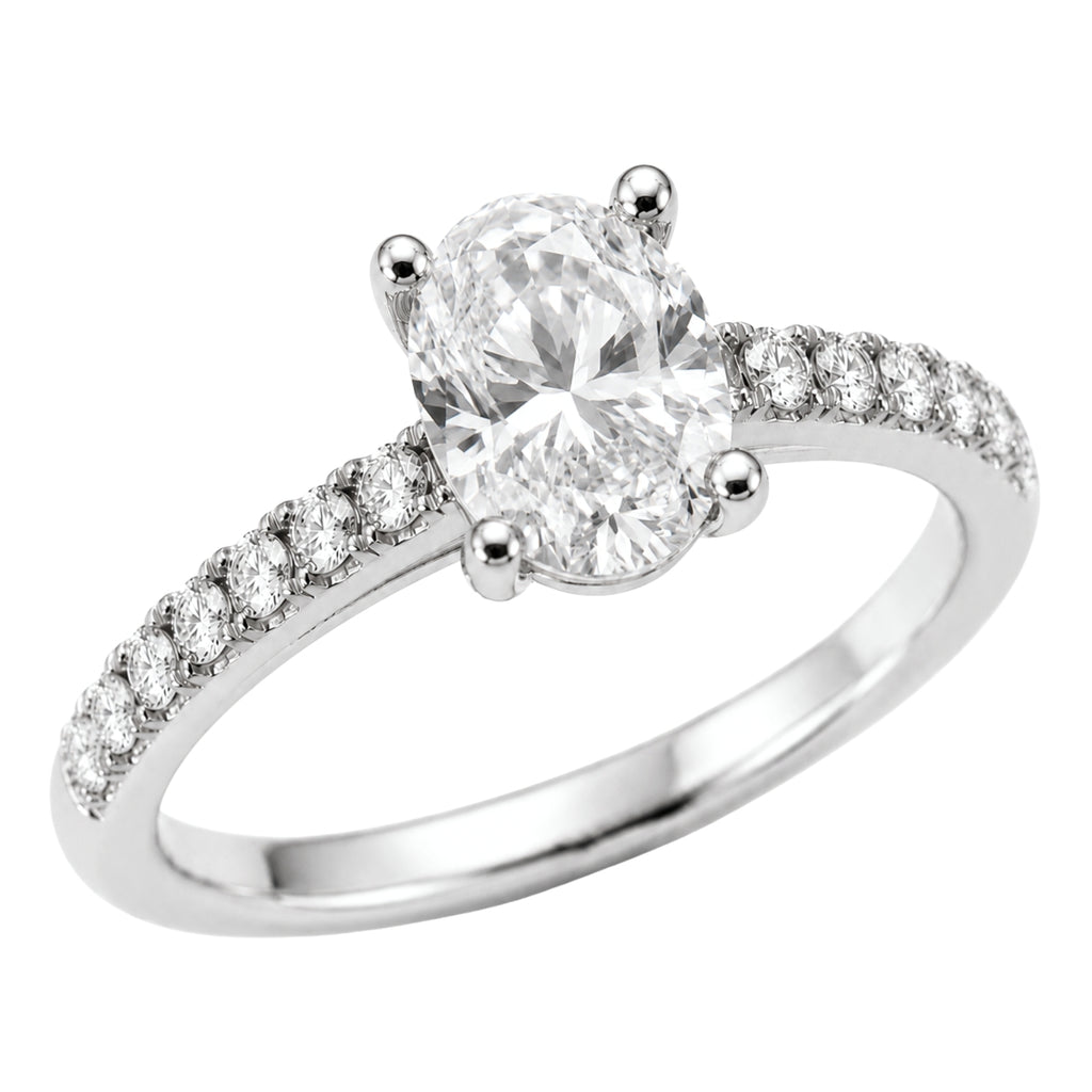 1.50-4.50 Carat T.W. Oval and Round-cut Lab Grown Diamond (F/VS+) 14K Gold Solitaire Band Ring