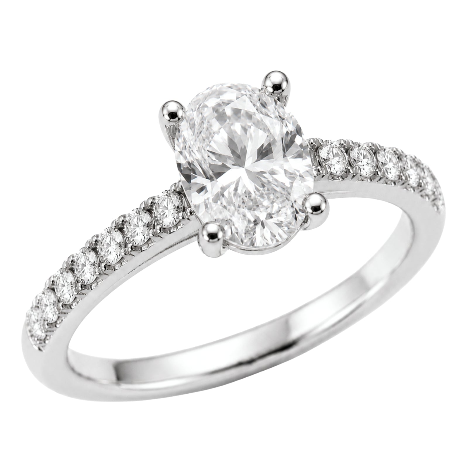 1.50-4.50 Carat T.W. Oval and Round-cut Lab Grown Diamond (F/VS+) 14K Gold Solitaire Band Ring