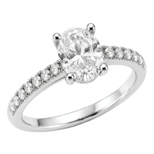 1.50-4.50 Carat T.W. Oval and Round-cut Lab Grown Diamond (F/VS+) 14K Gold Solitaire Band Ring