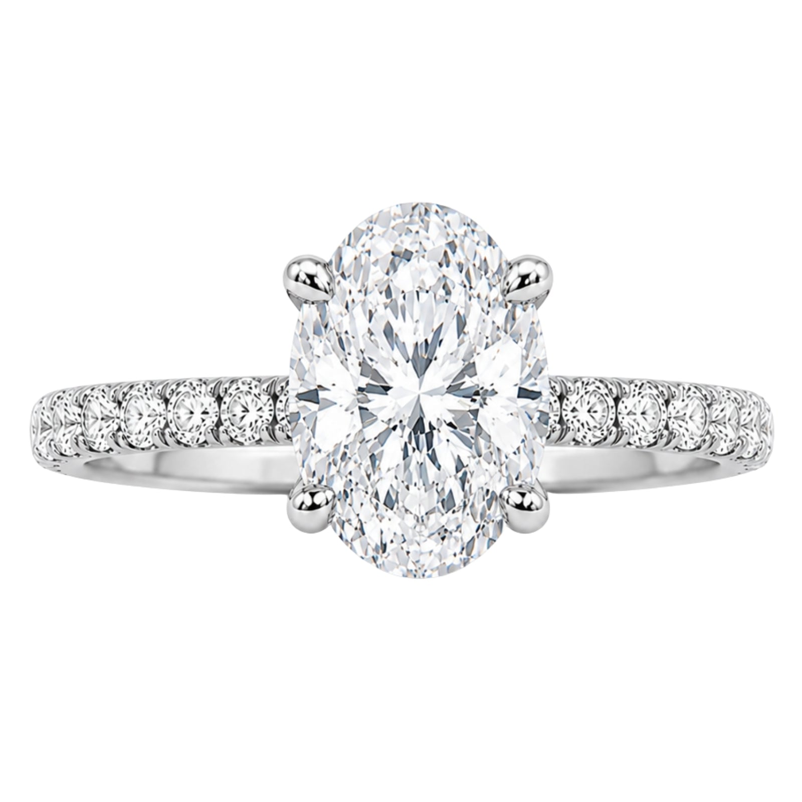 1.50-4.50 Carat T.W. Oval and Round-cut Lab Grown Diamond (F/VS+) 14K Gold Solitaire Band Ring