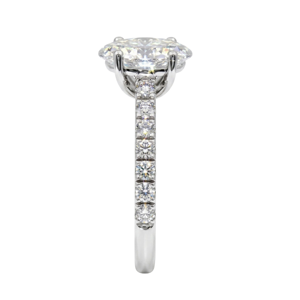 1.50-4.50 Carat T.W. Oval and Round-cut Lab Grown Diamond (F/VS+) 14K Gold Solitaire Band Ring