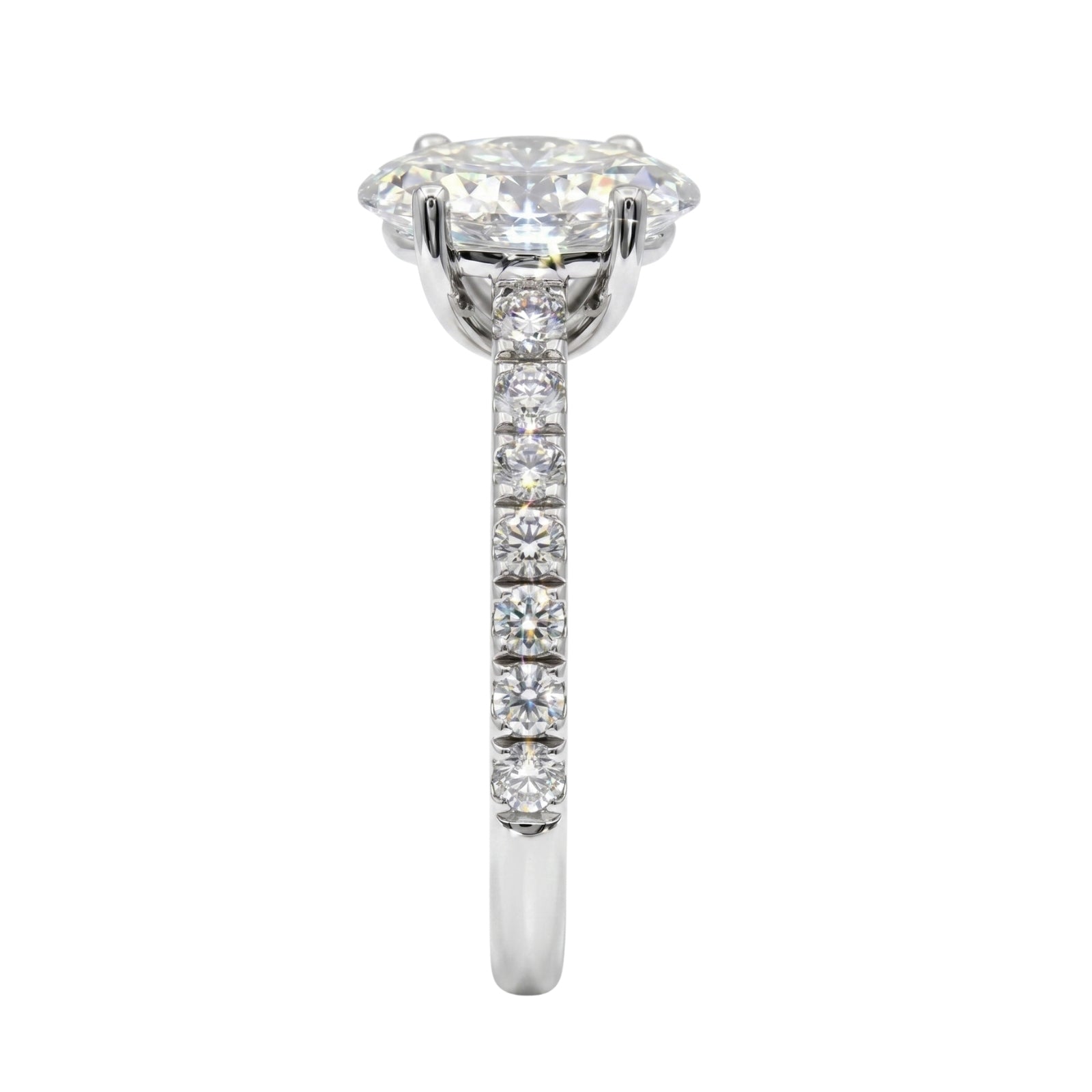 1.50-4.50 Carat T.W. Oval and Round-cut Lab Grown Diamond (F/VS+) 14K Gold Solitaire Band Ring