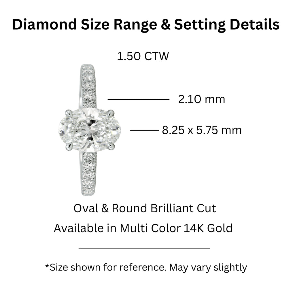 1.50-4.50 Carat T.W. Oval and Round-cut Lab Grown Diamond (F/VS+) 14K Gold Solitaire Band Ring