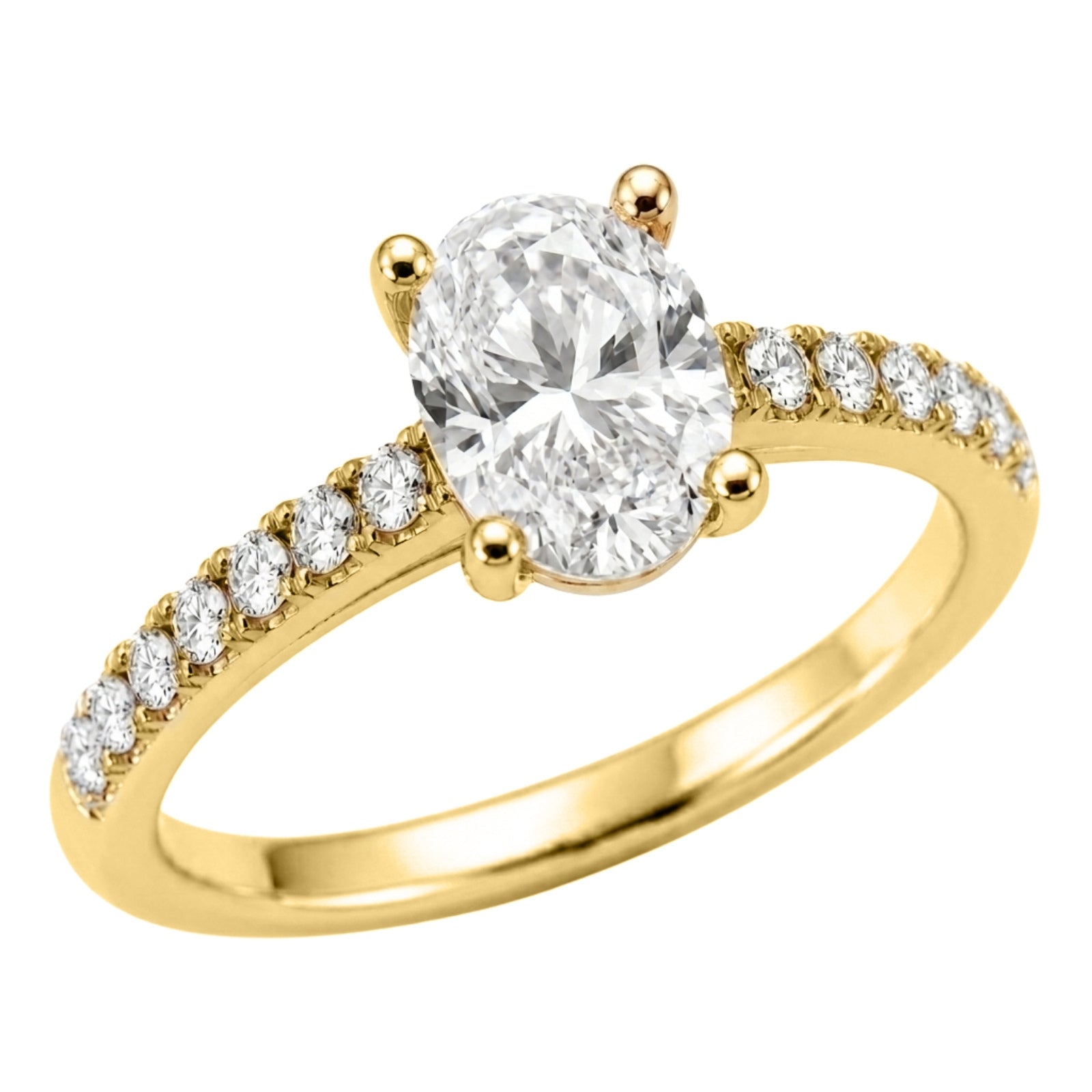 1.50-4.50 Carat T.W. Oval and Round-cut Lab Grown Diamond (F/VS+) 14K Gold Solitaire Band Ring