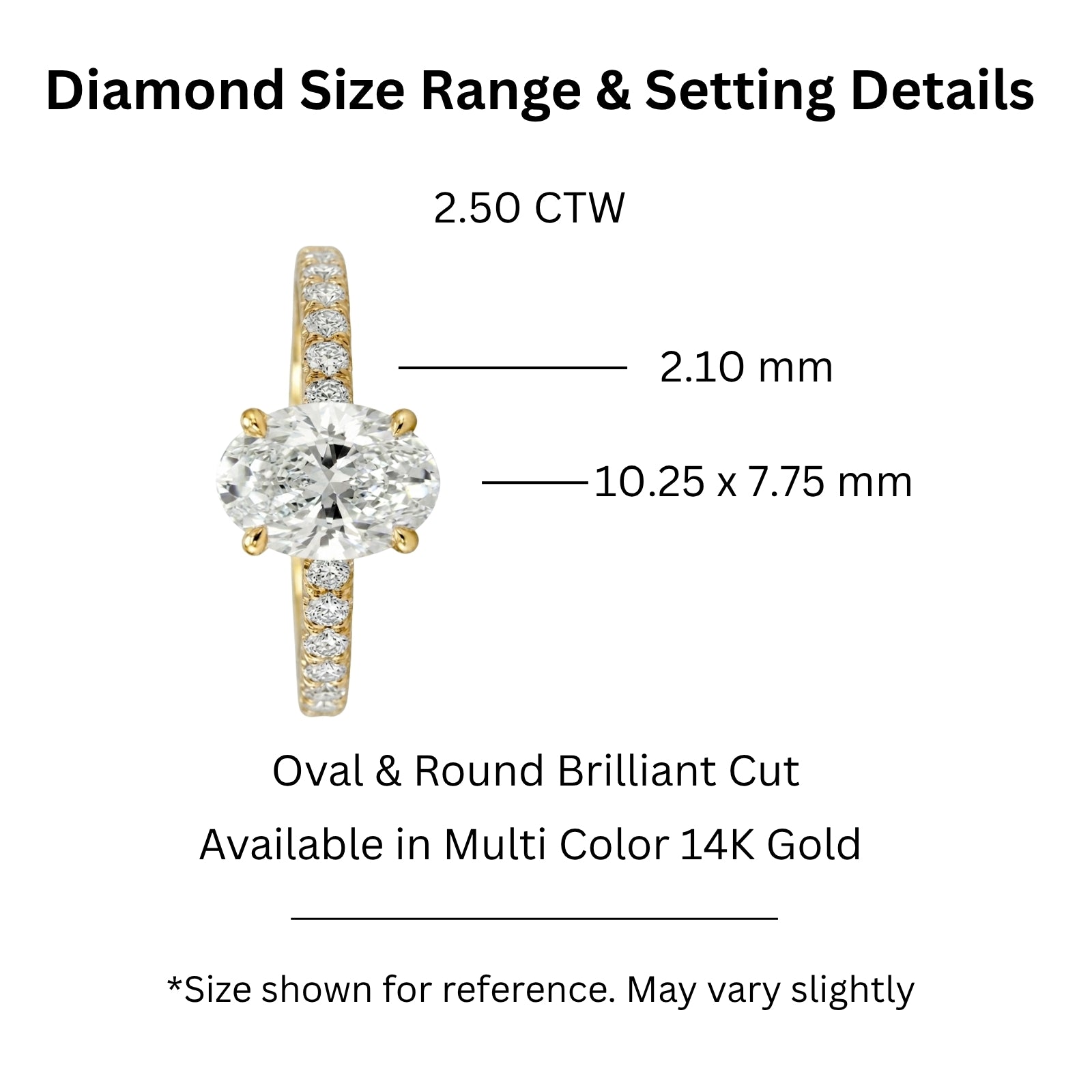 1.50-4.50 Carat T.W. Oval and Round-cut Lab Grown Diamond (F/VS+) 14K Gold Solitaire Band Ring