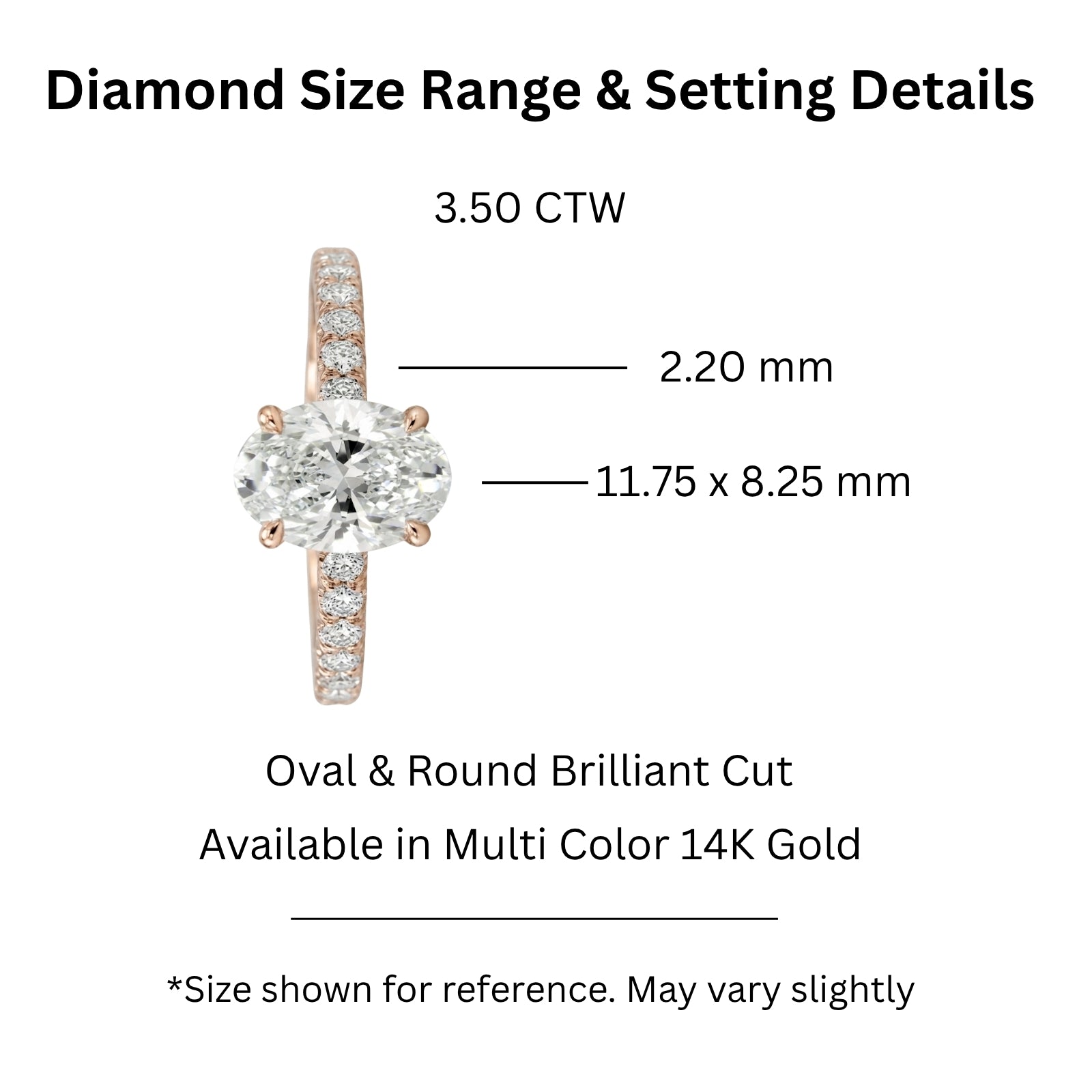 1.50-4.50 Carat T.W. Oval and Round-cut Lab Grown Diamond (F/VS+) 14K Gold Solitaire Band Ring