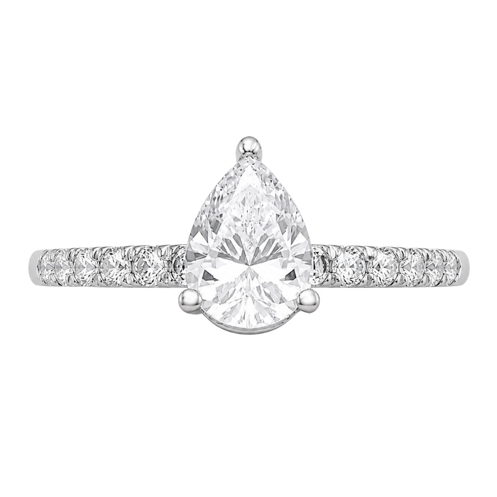 1.50-4.50 Carat T.W. Pear and Round-cut Lab Grown Diamond (F/VS+) 14K Gold Solitaire Band Ring
