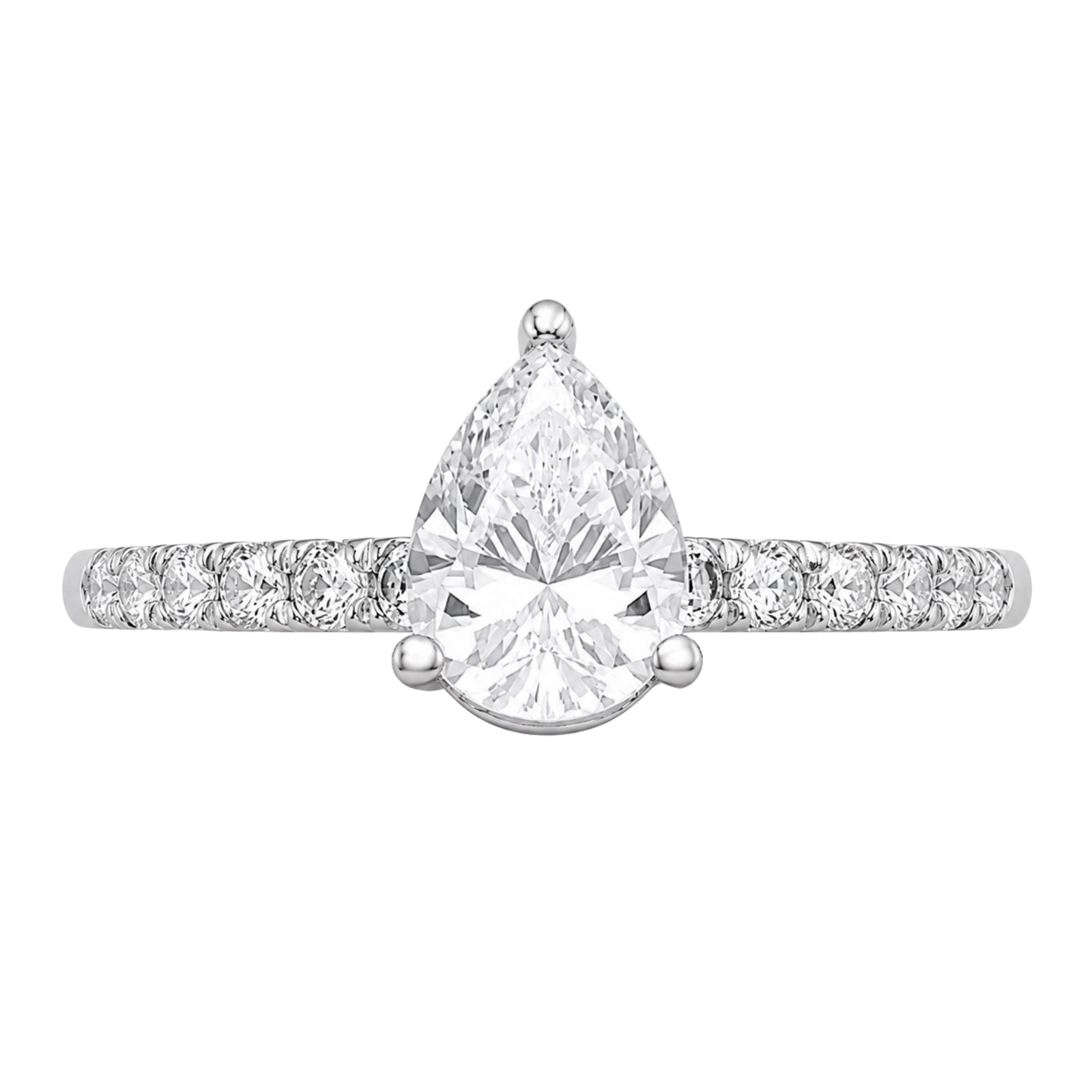 1.50-4.50 Carat T.W. Pear and Round-cut Lab Grown Diamond (F/VS+) 14K Gold Solitaire Band Ring