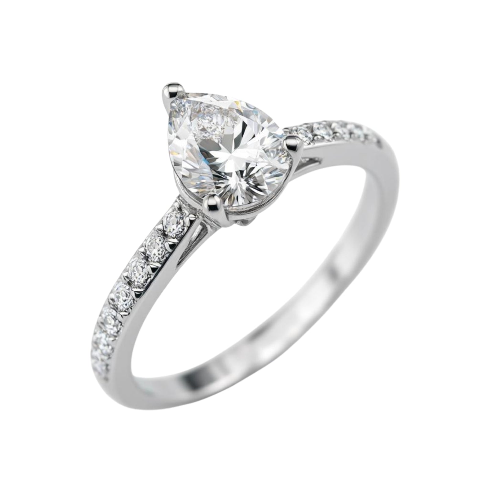 1.50-4.50 Carat T.W. Pear and Round-cut Lab Grown Diamond (F/VS+) 14K Gold Solitaire Band Ring