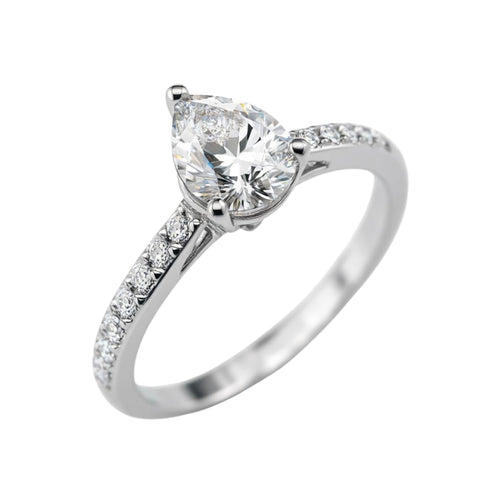1.50-4.50 Carat T.W. Pear and Round-cut Lab Grown Diamond (F/VS+) 14K Gold Solitaire Band Ring