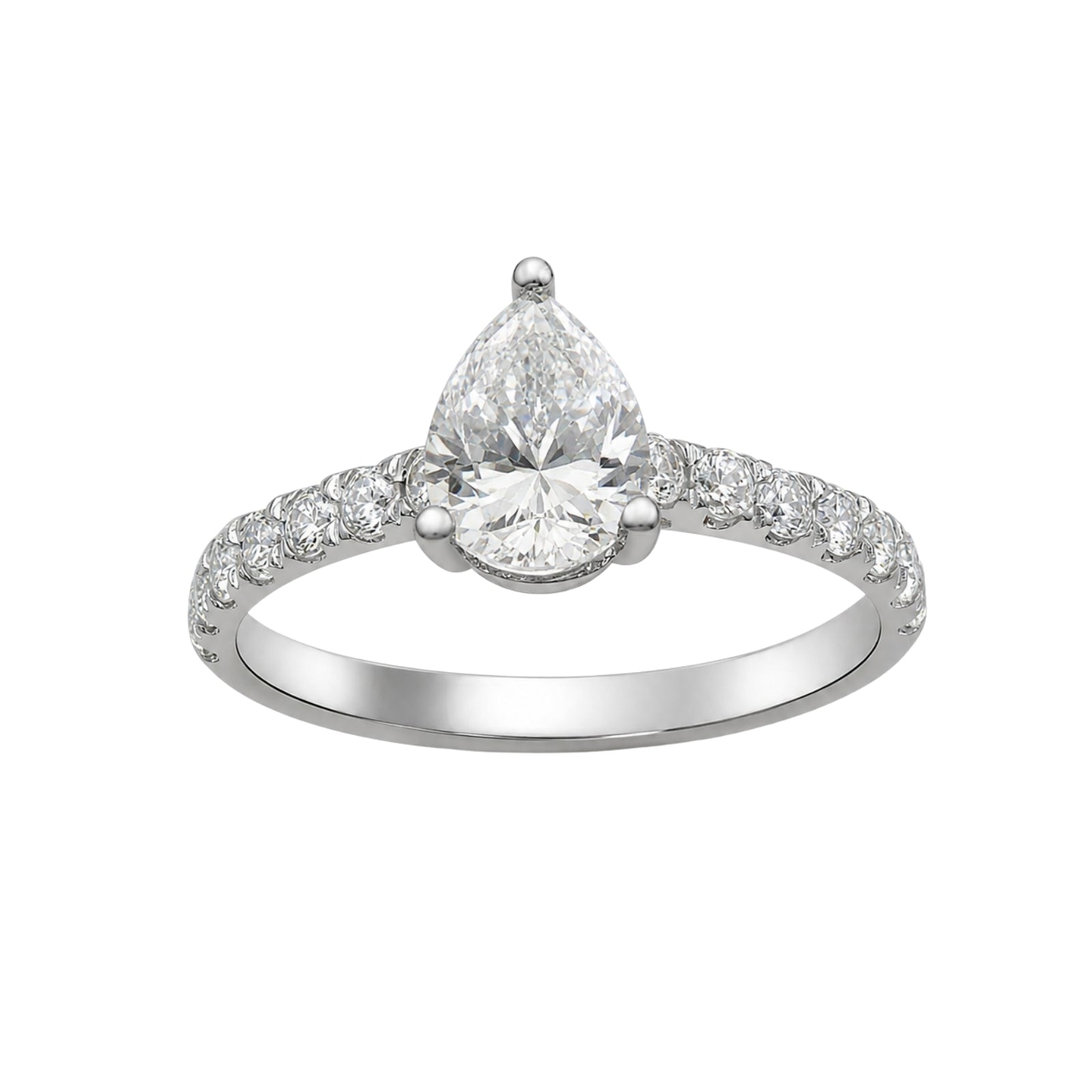 1.50-4.50 Carat T.W. Pear and Round-cut Lab Grown Diamond (F/VS+) 14K Gold Solitaire Band Ring