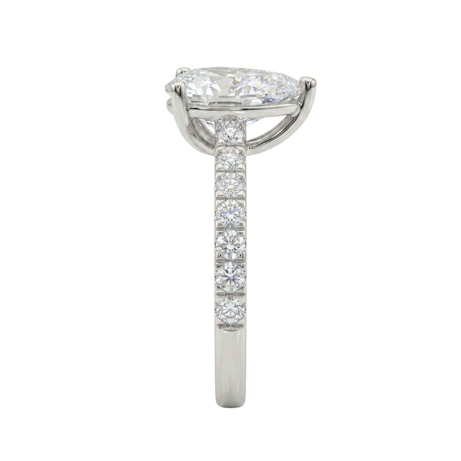 1.50-4.50 Carat T.W. Pear and Round-cut Lab Grown Diamond (F/VS+) 14K Gold Solitaire Band Ring