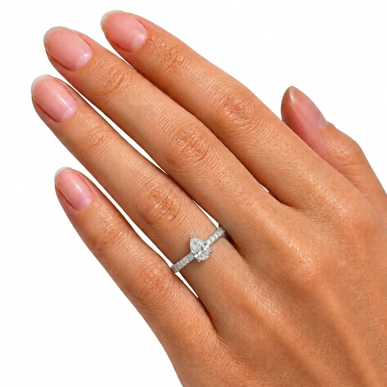 1.50-4.50 Carat T.W. Pear and Round-cut Lab Grown Diamond (F/VS+) 14K Gold Solitaire Band Ring