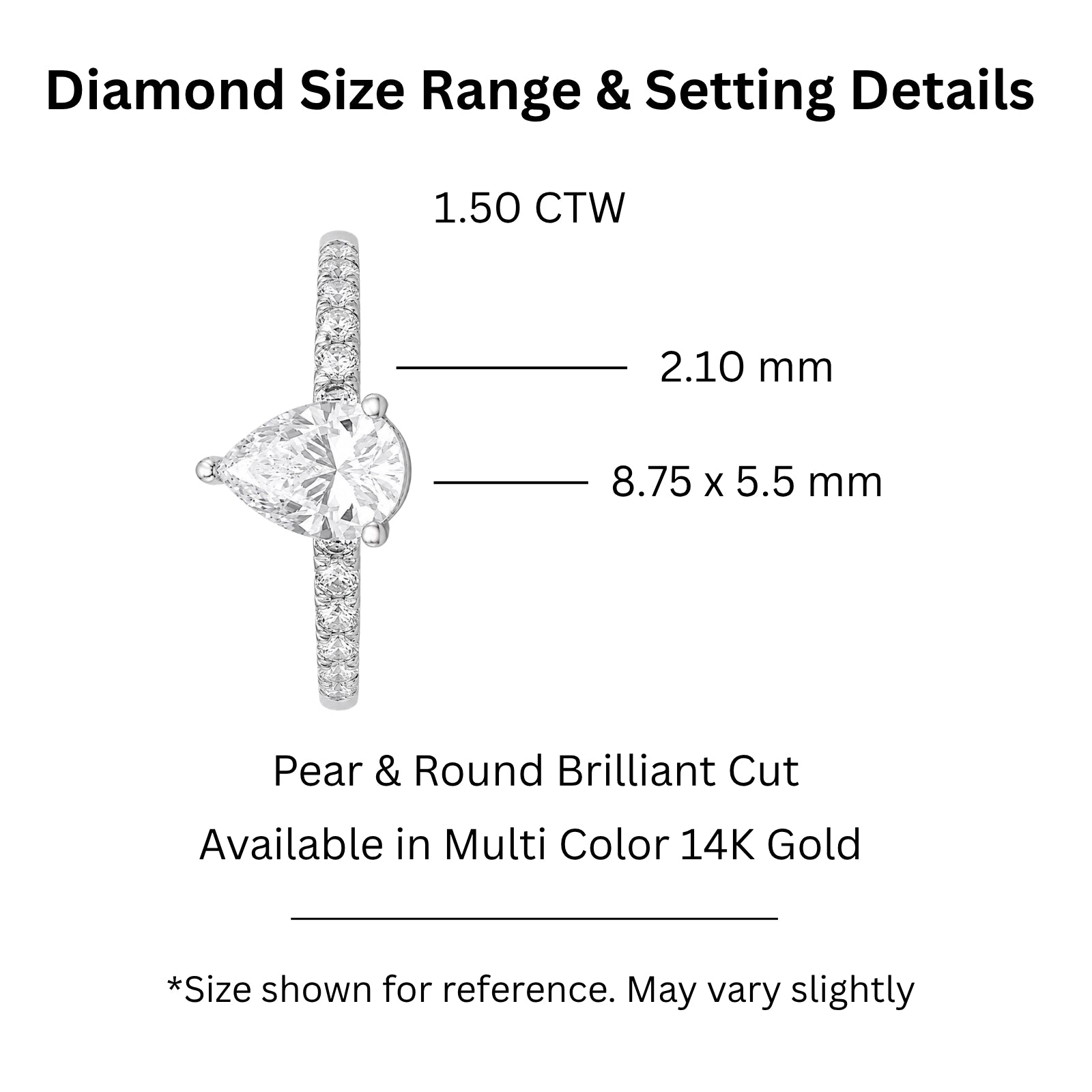 1.50-4.50 Carat T.W. Pear and Round-cut Lab Grown Diamond (F/VS+) 14K Gold Solitaire Band Ring