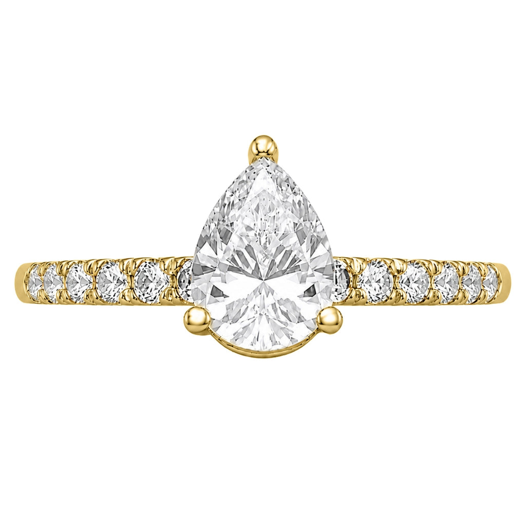 1.50-4.50 Carat T.W. Pear and Round-cut Lab Grown Diamond (F/VS+) 14K Gold Solitaire Band Ring