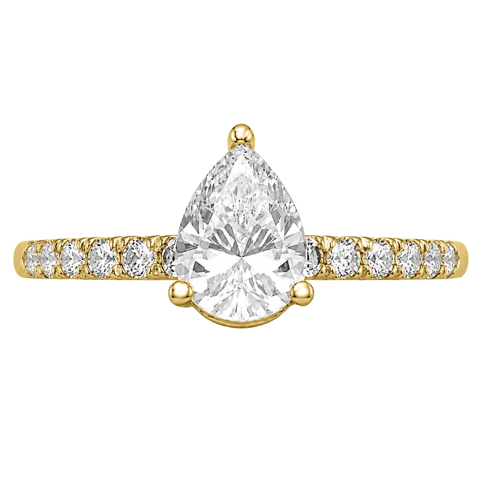 1.50-4.50 Carat T.W. Pear and Round-cut Lab Grown Diamond (F/VS+) 14K Gold Solitaire Band Ring