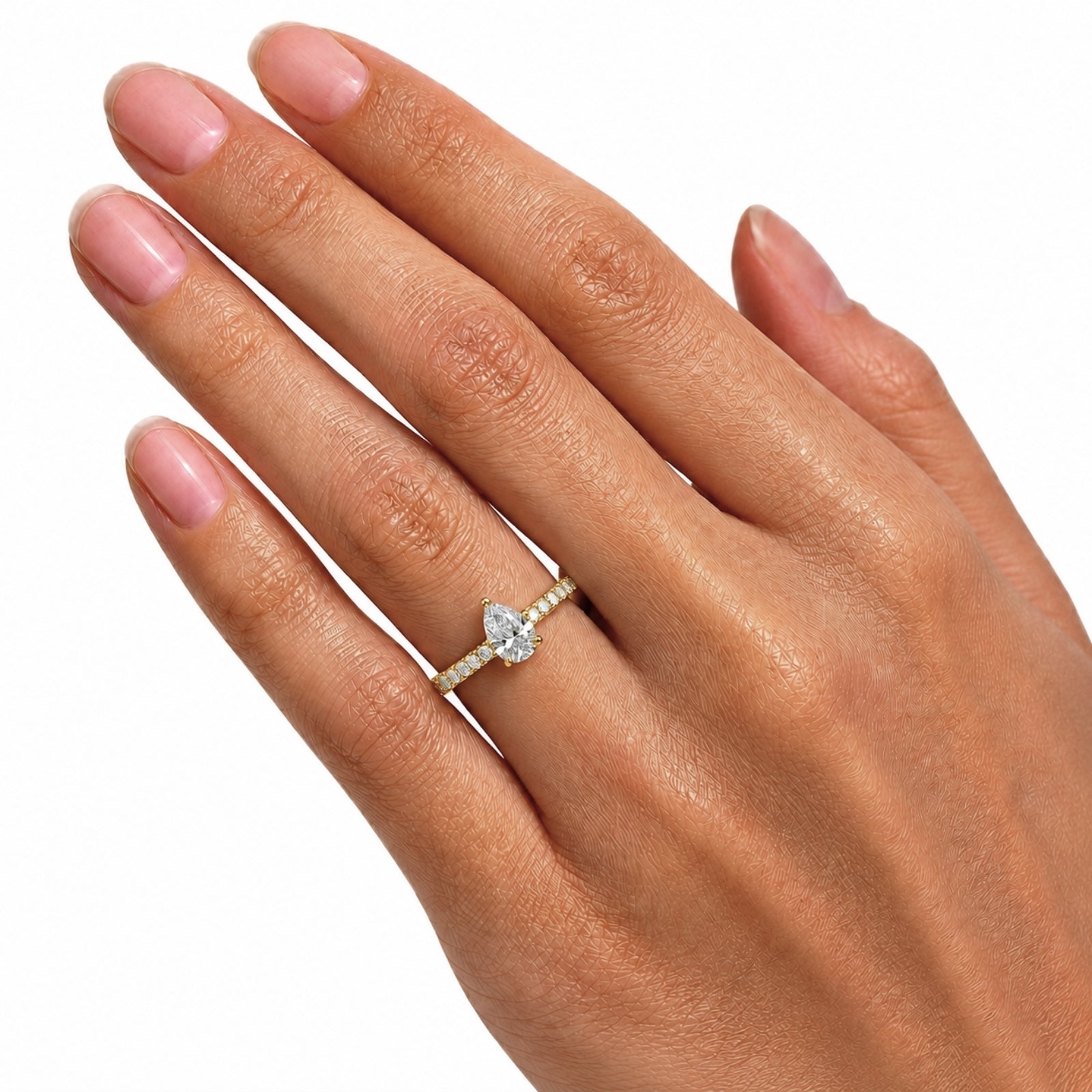 1.50-4.50 Carat T.W. Pear and Round-cut Lab Grown Diamond (F/VS+) 14K Gold Solitaire Band Ring
