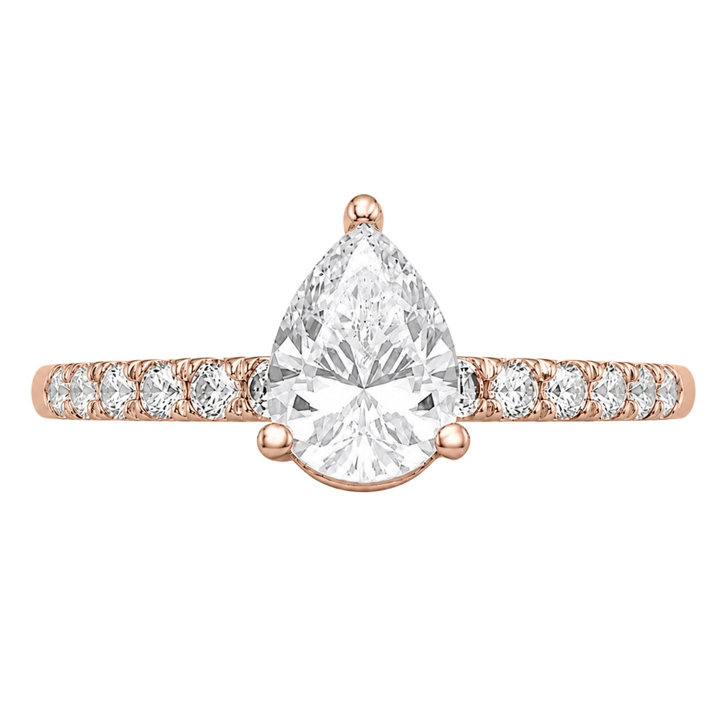 1.50-4.50 Carat T.W. Pear and Round-cut Lab Grown Diamond (F/VS+) 14K Gold Solitaire Band Ring
