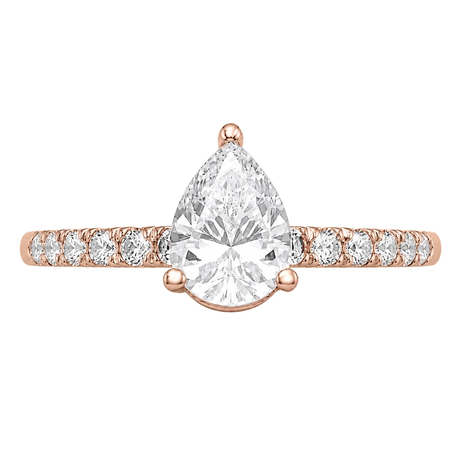 1.50-4.50 Carat T.W. Pear and Round-cut Lab Grown Diamond (F/VS+) 14K Gold Solitaire Band Ring