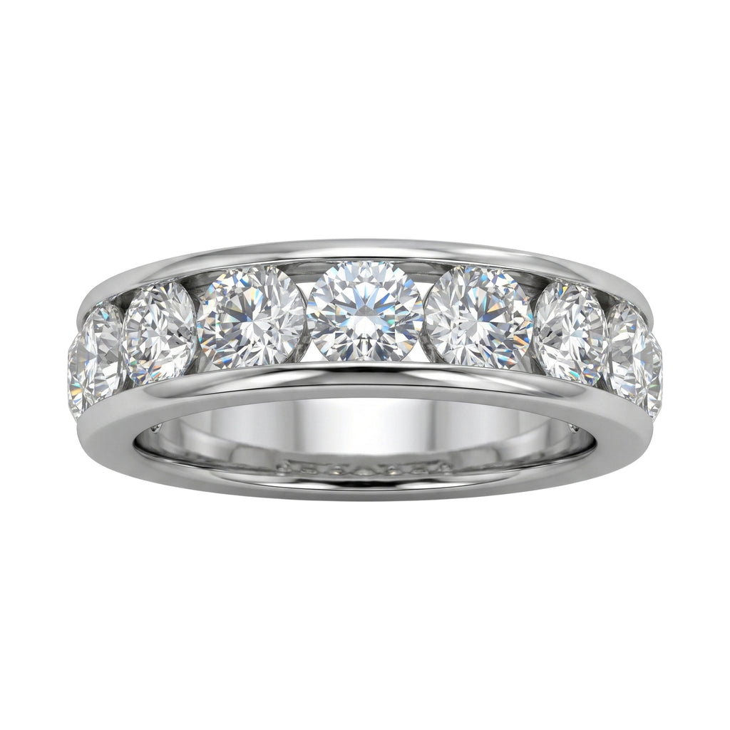 0.50 - 3.00 Carat T.W. Round-cut Lab Grown Diamond (F/VS+) 14K Gold 11 Stone Channel Set Ring