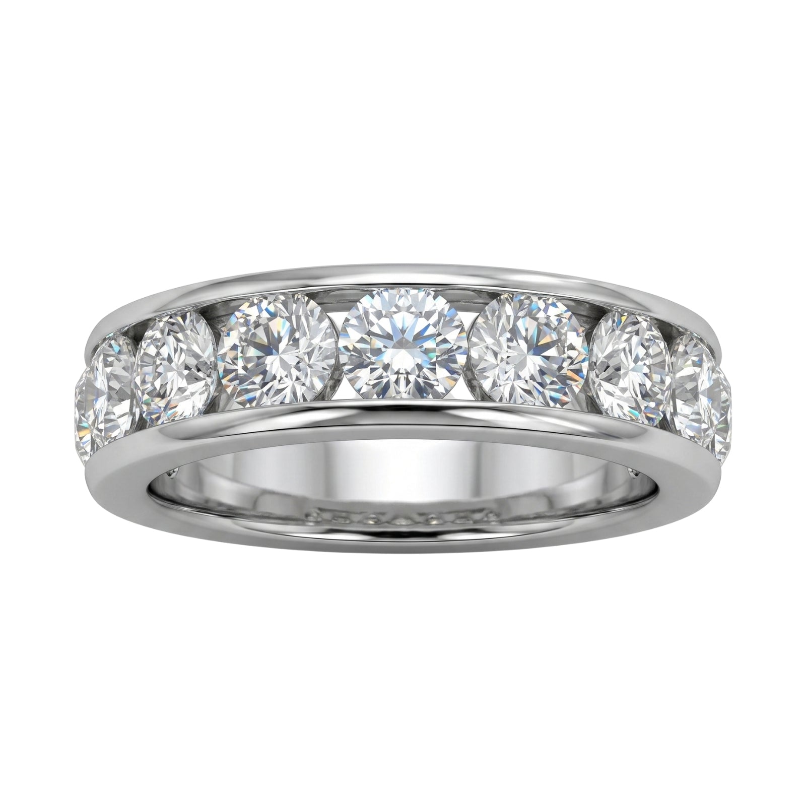 0.50 - 3.00 Carat T.W. Round-cut Lab Grown Diamond (F/VS+) 14K Gold 11 Stone Channel Set Ring
