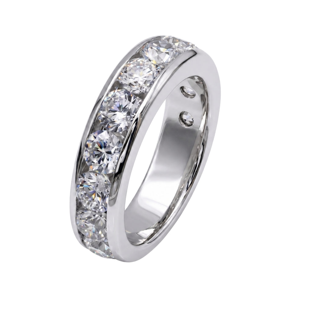 0.50 - 3.00 Carat T.W. Round-cut Lab Grown Diamond (F/VS+) 14K Gold 11 Stone Channel Set Ring