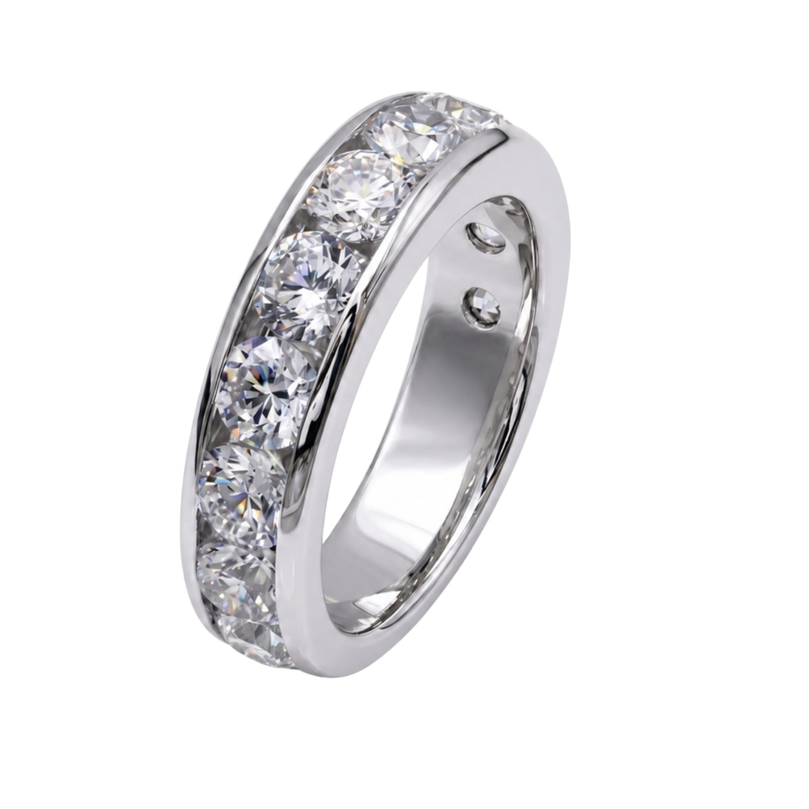 0.50 - 3.00 Carat T.W. Round-cut Lab Grown Diamond (F/VS+) 14K Gold 11 Stone Channel Set Ring