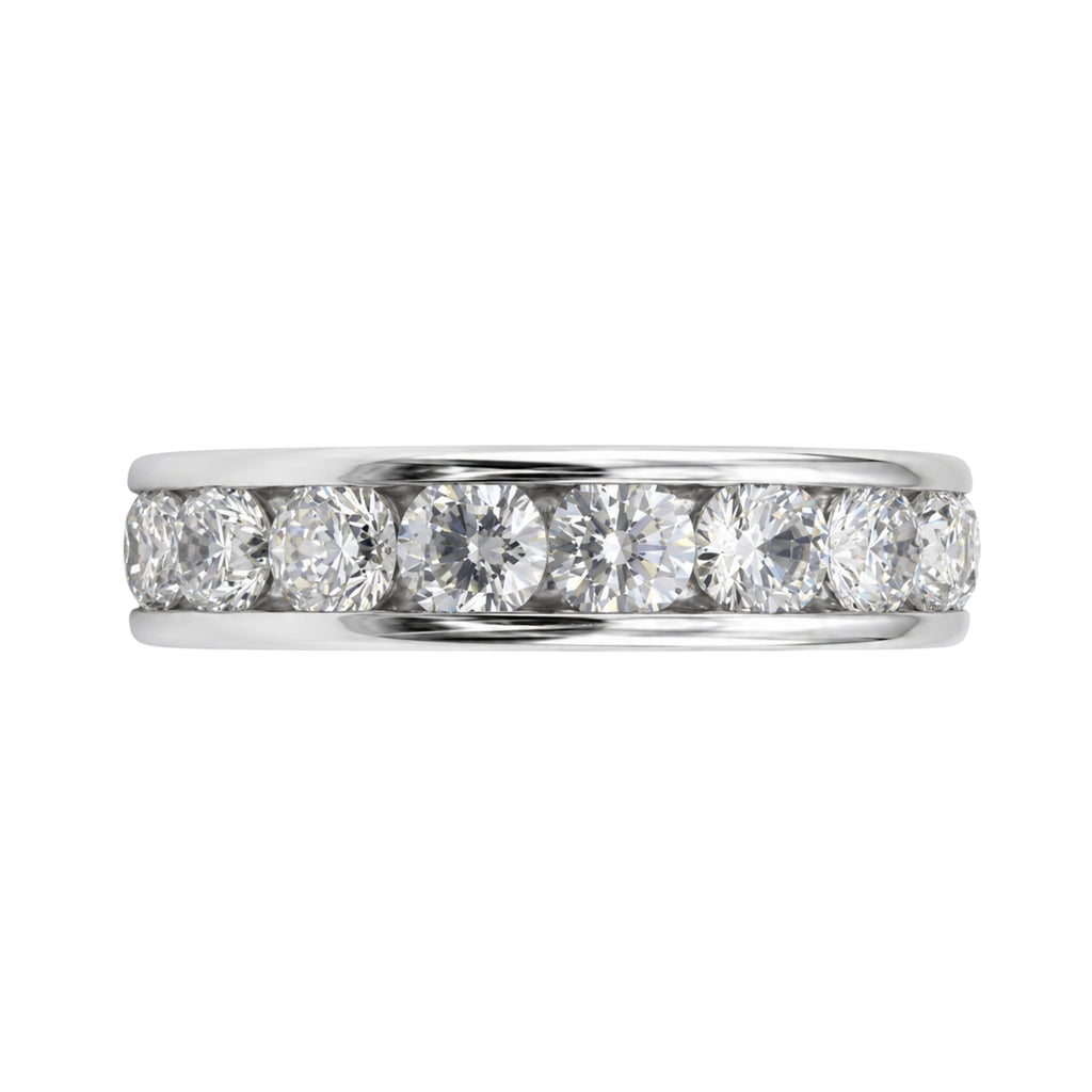 0.50 - 3.00 Carat T.W. Round-cut Lab Grown Diamond (F/VS+) 14K Gold 11 Stone Channel Set Ring