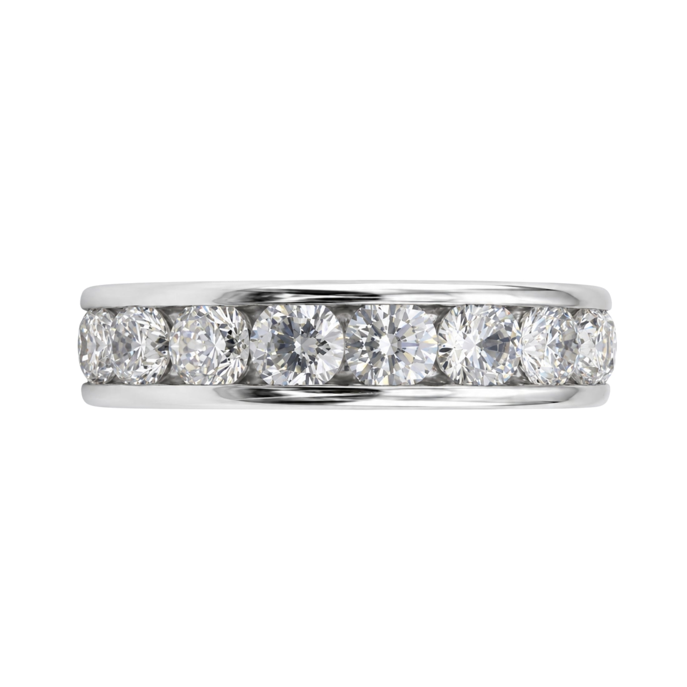 0.50 - 3.00 Carat T.W. Round-cut Lab Grown Diamond (F/VS+) 14K Gold 11 Stone Channel Set Ring