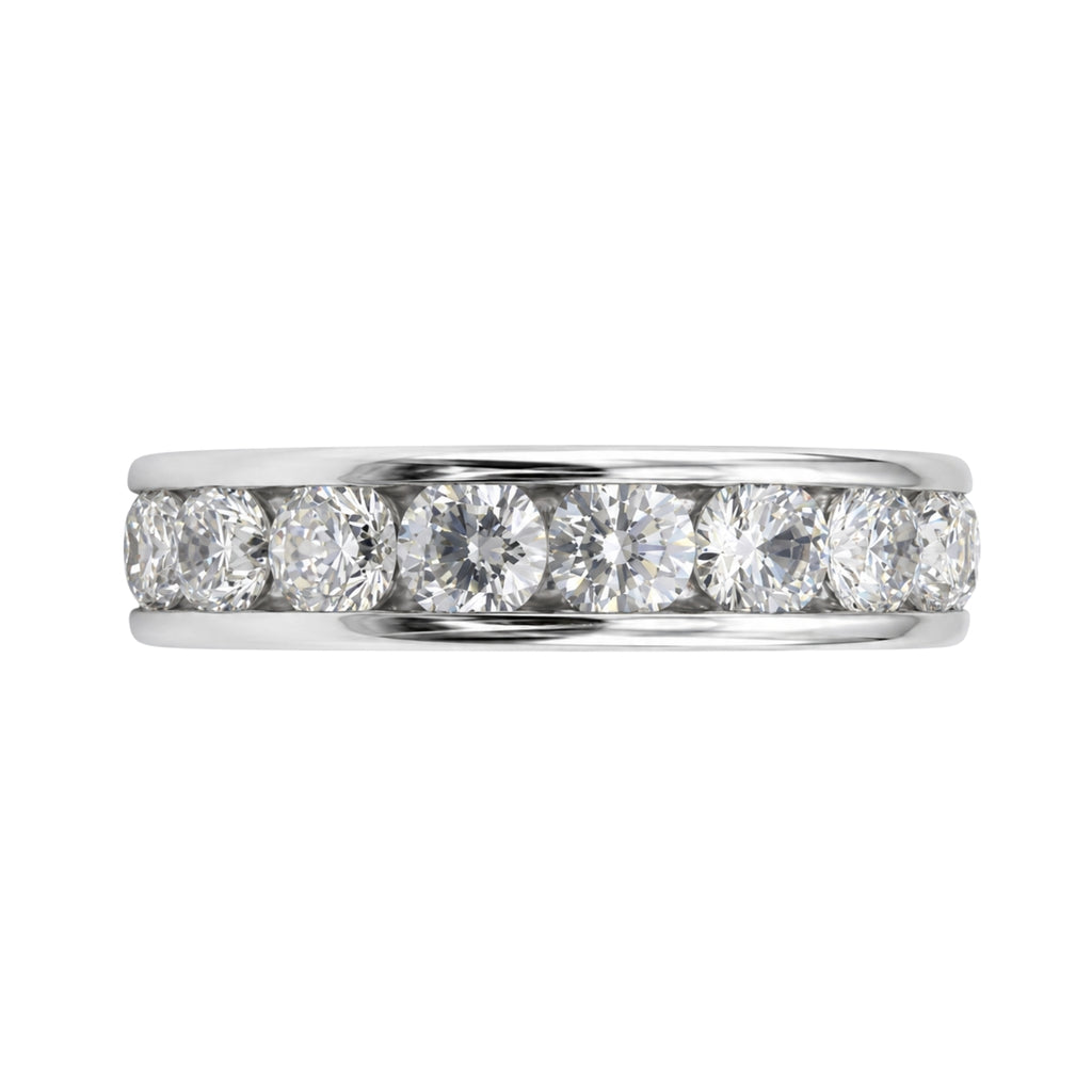 0.50 - 3.00 Carat T.W. Round-cut Lab Grown Diamond (F/VS+) 14K Gold 11 Stone Channel Set Ring