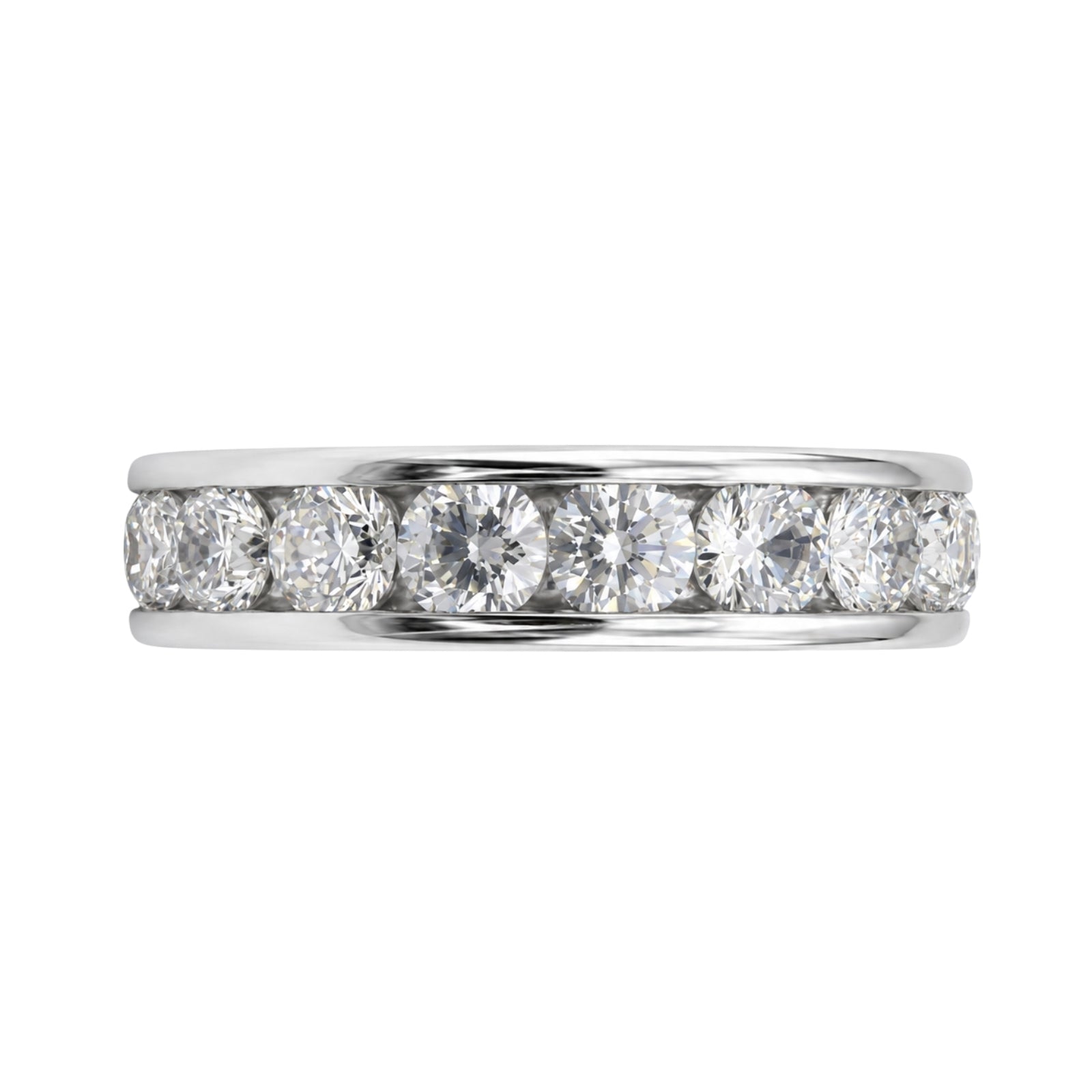 0.50 - 3.00 Carat T.W. Round-cut Lab Grown Diamond (F/VS+) 14K Gold 11 Stone Channel Set Ring