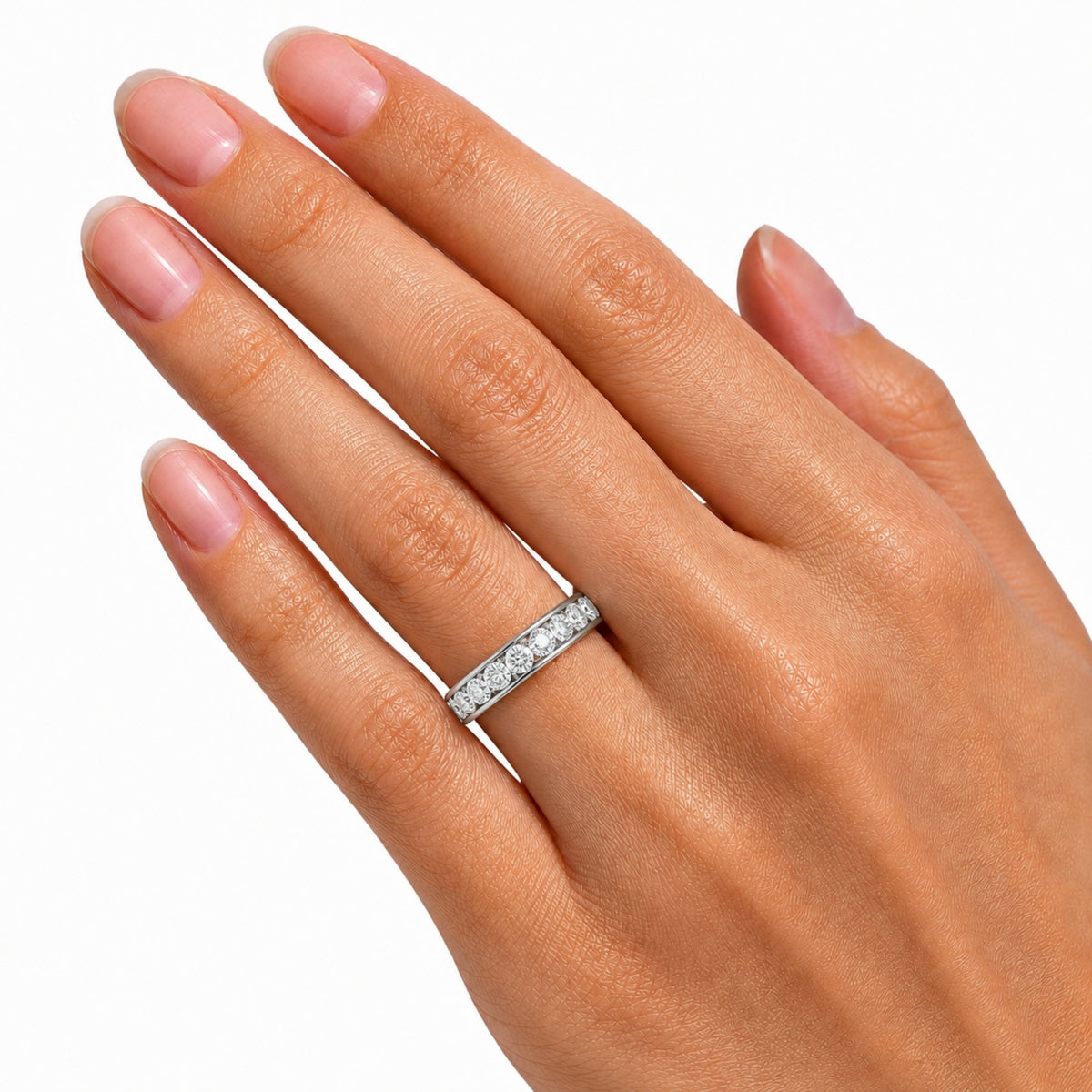 0.50 - 3.00 Carat T.W. Round-cut Lab Grown Diamond (F/VS+) 14K Gold 11 Stone Channel Set Ring