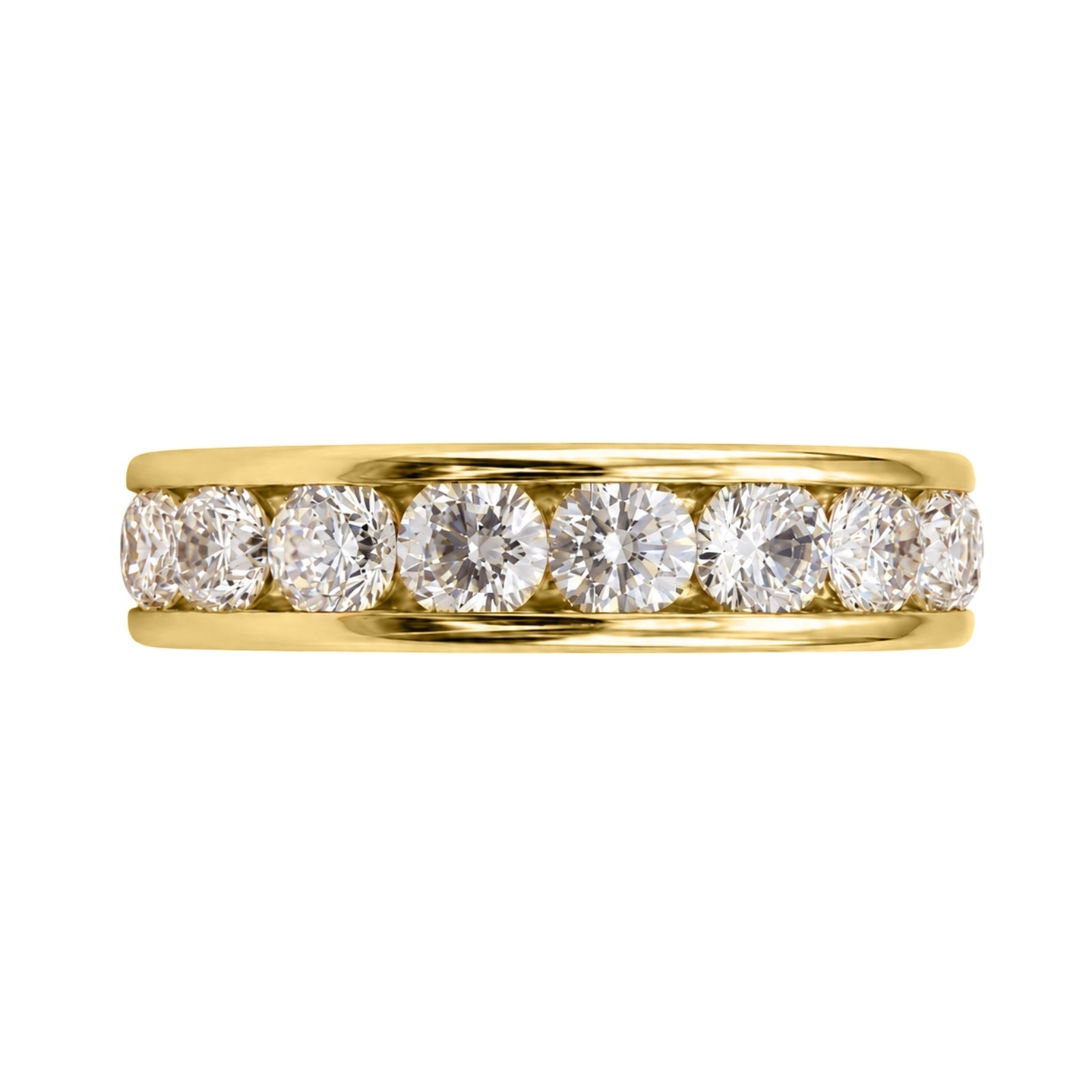0.50 - 3.00 Carat T.W. Round-cut Lab Grown Diamond (F/VS+) 14K Gold 11 Stone Channel Set Ring