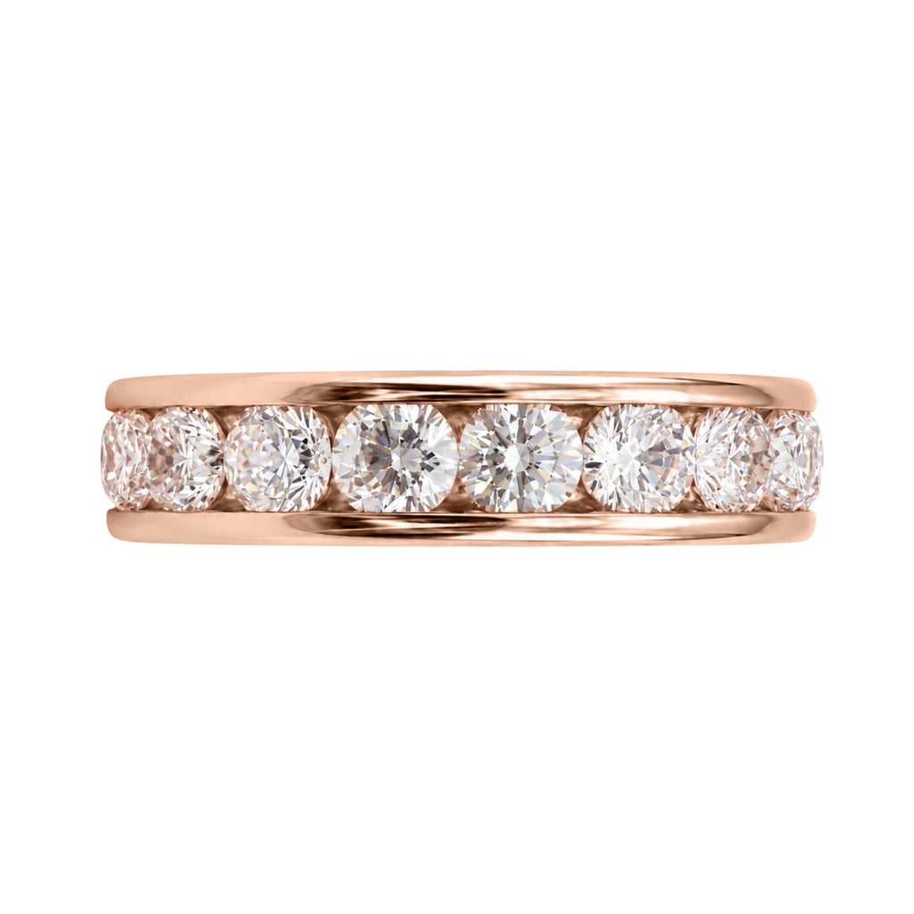 0.50 - 3.00 Carat T.W. Round-cut Lab Grown Diamond (F/VS+) 14K Gold 11 Stone Channel Set Ring