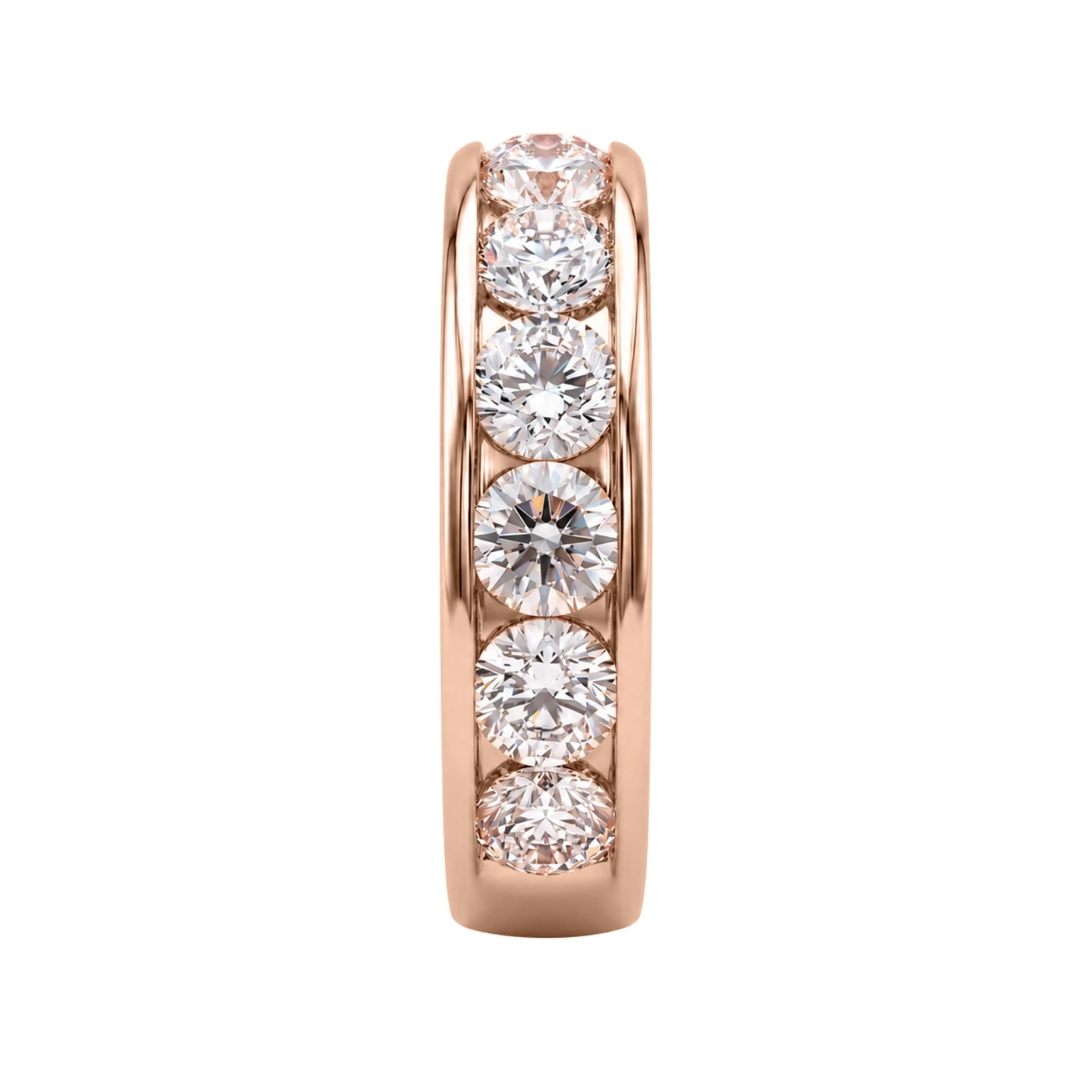 0.50 - 3.00 Carat T.W. Round-cut Lab Grown Diamond (F/VS+) 14K Gold 11 Stone Channel Set Ring