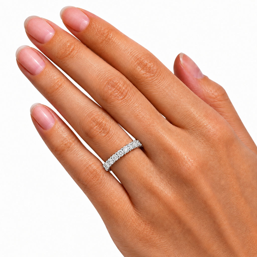 0.50 -1.00 Carat T.W. Round-cut Lab Grown Diamond (F/VS+) 14K Gold 13 Stone Band Ring