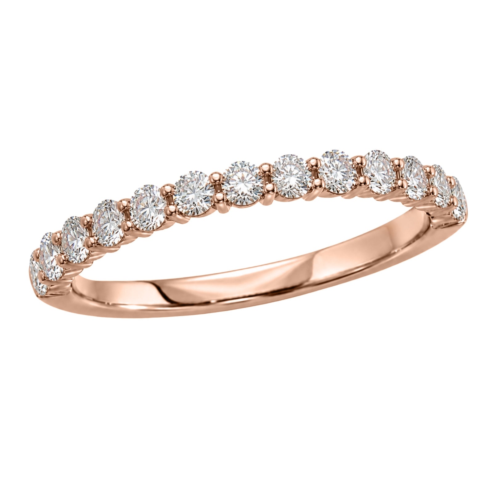 0.50 -1.00 Carat T.W. Round-cut Lab Grown Diamond (F/VS+) 14K Gold 13 Stone Band Ring