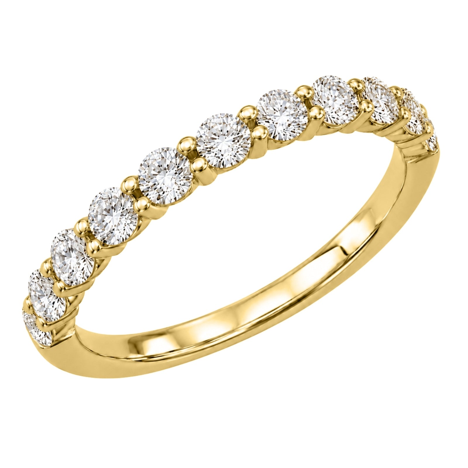 1.00 -3.00 Carat T.W. Round-cut Lab Grown Diamond (F/VS+) 14K Gold 11 Stone Band Ring