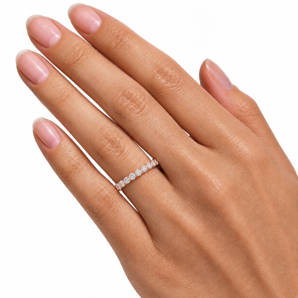 1.00 -3.00 Carat T.W. Round-cut Lab Grown Diamond (F/VS+) 14K Gold 11 Stone Band Ring